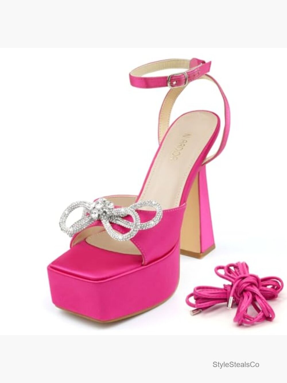Women's Chunky Platform Heels Lace Up Ankle Strap Prom Sandals - Picture 3 of 7